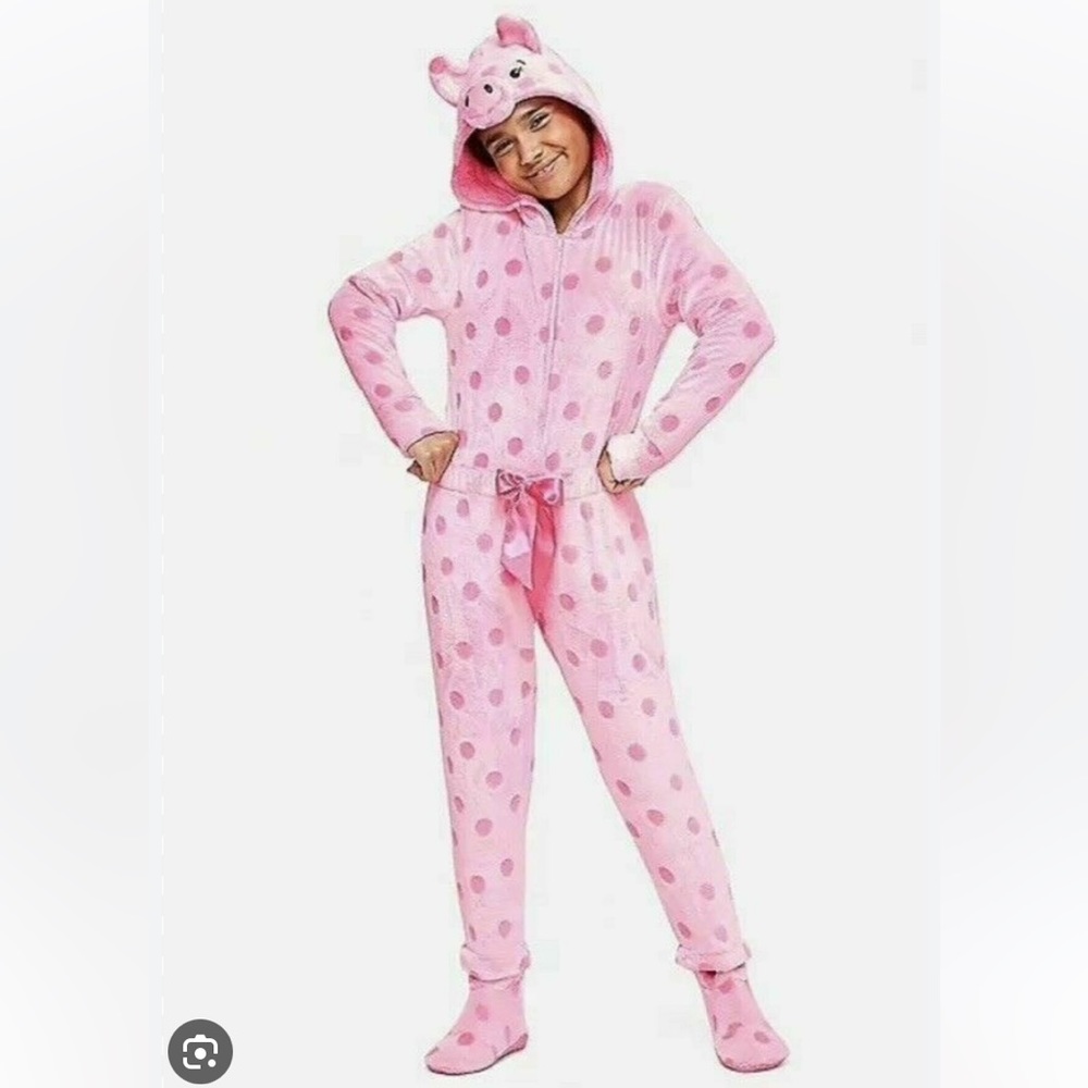 JUSTICE PIG PAJAMA ONESIE GIRLS SZ 16/18 or WMs S